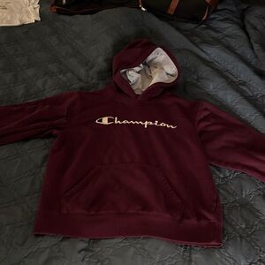 Champion Burgundy Hoodie with Logo